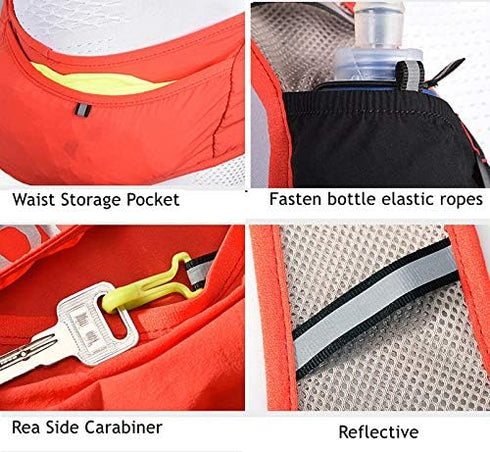 Lovtour Hydration Race Vest, Lightweight 2.5L Pack with 2 Soft Water Bottles for Running, Cycling, Hiking (Orange, S-M)