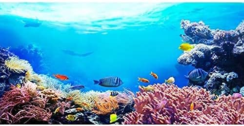 AWERT 48x24 inches Colorful Coral Underwater Aquarium Background for Fish Tank, Tropical Fish Undersea World