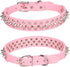 Spiked Dog Collar Soft PU Leather with Rivet Spike Studs, Adjustable Puppy Collars, XS Size, Pink