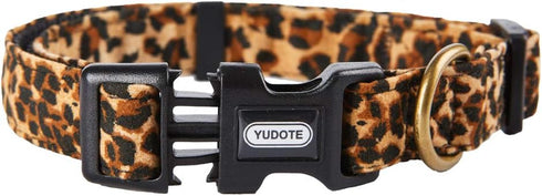 Fashion Leopard Dog Collar, Premium Fabric Soft and Comfortable for Puppy, Medium, and Big Dogs (Neck: 16-25")