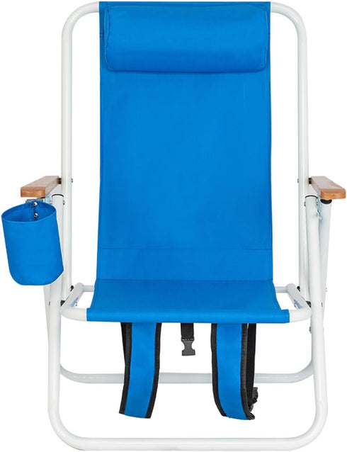 Generic Folding Beach Chair, 4 Level Adjustable Position Portable Backpack Foldable Camping Chair