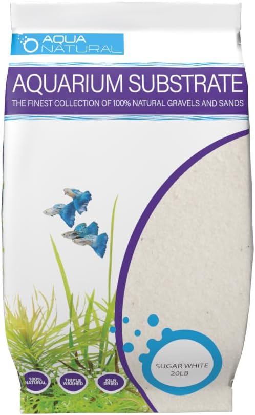 Aqua Natural 10lb Sugar White Sand Substrate for Aquascaping, Aquariums, Vivariums, and Terrariums