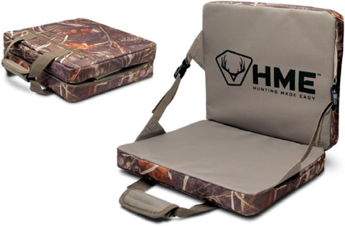 HME Portable Compact Hunting Folding Seat - Durable Weather-Resistant Foam Cushion with Storage Pocket