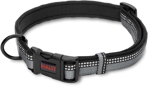 HALTI Comfort Collar - XS, Black, Nylon and Neoprene-Padded Comfy Dog Collar, Reflective, Easy to Fit