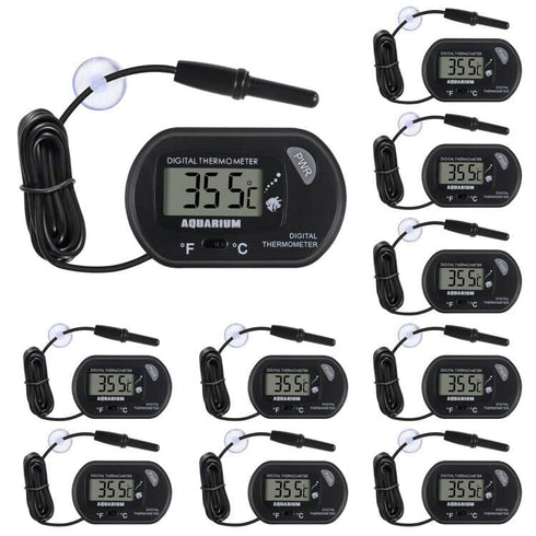 10 Pack Digital Aquarium Thermometer, Fish Tank and Reptile Thermometer with Large LCD Display