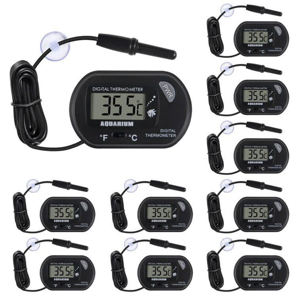 10 Pack Digital Aquarium Thermometer, Fish Tank and Reptile Thermometer with Large LCD Display