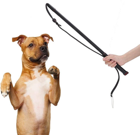 Pssopp Cowhide Dog Agitation Whip, Dog Teaser Wand for Pulling, Chasing, Chewing, Teasing, Outdoor Training