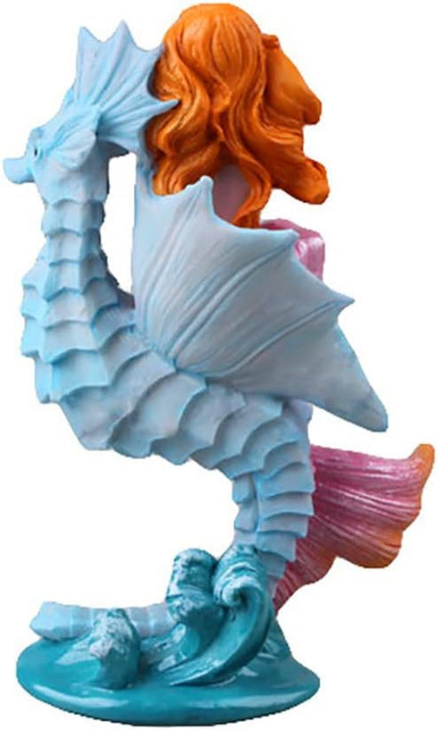 Aquarium Ornament - Seahorse Mermaid Decorations, Fish Tank Supplies, Mediterranean Princess Statue
