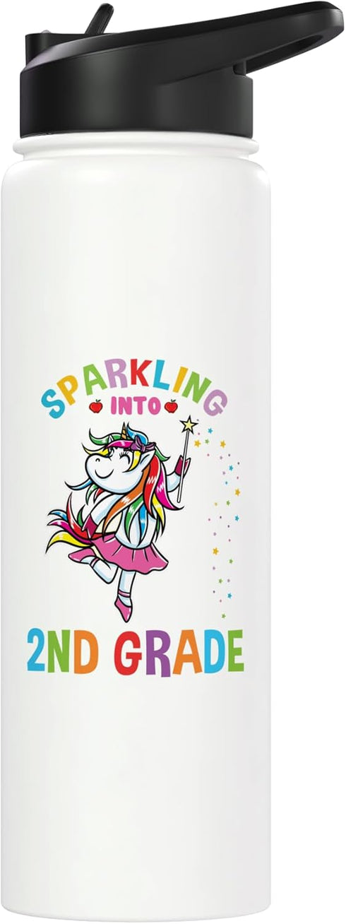 Sparkling Into 2nd Grade Back To School 2nd Insulated Water Bottle for Grade Adventures
