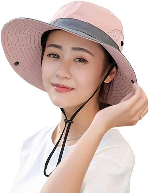 UPF 50+ Wide Brim Sun Hat - Waterproof UV Protection Bucket Boonie Hat for Women
