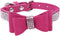 Dogs Kingdom Adjustable Cute Pet Dog Velvet Bow Tie Collar, Full Crystal Rhinestone Necklace, Rose Red, L