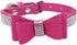 Dogs Kingdom Adjustable Cute Pet Dog Velvet Bow Tie Collar, Full Crystal Rhinestone Necklace, Rose Red, L