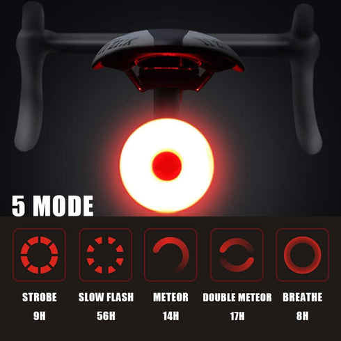WASAGA USB Rechargeable Bike Tail Light, Waterproof Red LED Rear Bicycle Light for Safety