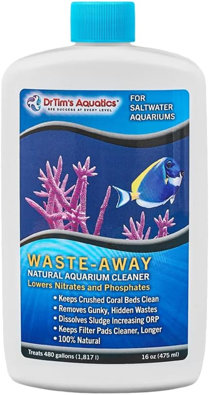DrTim's Aquatics Saltwater Waste-Away, Natural Fish Tank Waste Management Solution, 16 oz.