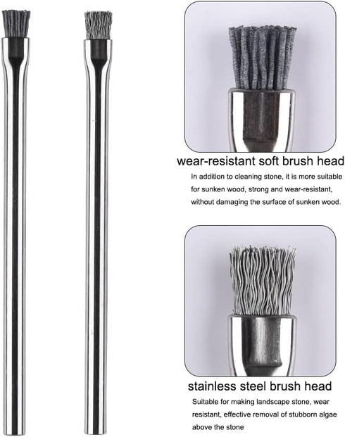 2pcs Stainless Steel Aquarium Algae Brush, Fish Tank Landscaping Stone Cleaner.