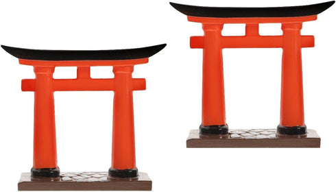 Toddmomy Japanese Torii Gate Statue, 2Pcs Miniature Aquarium Torii Ornament for Zen Garden Decoration