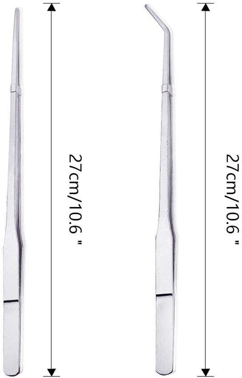 2pcs Stainless Steel Feeding Tongs, Long Tweezers 27cm/10.6 inches for Aquarium Plants