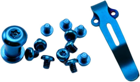 Titanium Screw Kit with Stainless Pocket Clip for Benchmade Bugout 535 (Blue)