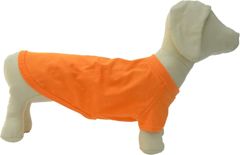 Lovelonglong Pet Clothing, Dog Costumes Blank T-Shirt for Dachshund & Corgi Dogs (100% Cotton, Orange, D-L)