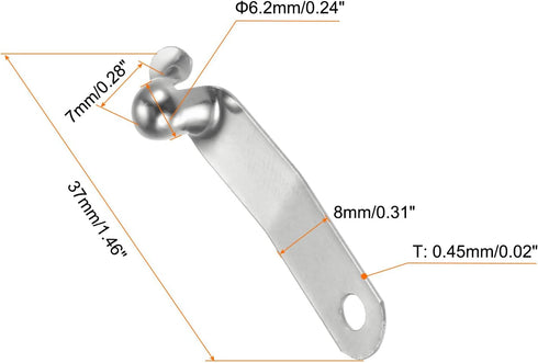 HARFINGTON 12pcs Single Button Kayak Paddle Snap Spring Clip, 37x7mm 65Mn Spring Steel V-Shaped Clips for Camping
