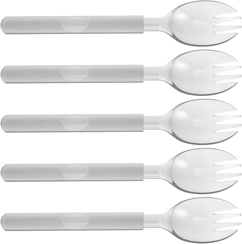 Multifunctional Spork 2 in 1 Thick Translucent Grey Fork and Spoon Compact