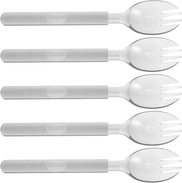 Multifunctional Spork 2 in 1 Thick Translucent Grey Fork and Spoon Compact