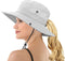 Women’s Outdoor Mesh Sun Hat, Foldable UV Protection Bucket Hat with Ponytail-Hole for Summer Beach Hiking