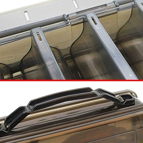 OriGlam Fishing Lure Tackle Box, Double Sided 10 Compartments Waterproof Organizer Case for Fishing
