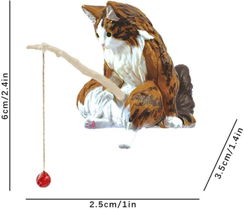 Kawaii Miniature Resin Cat Ornaments, Creative Aquarium Decoration, DIY Cat Fishing Ornament