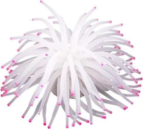 Mallofusa Artificial Sea Anemone – Silicone Fish Tank Decoration Ornament (White)