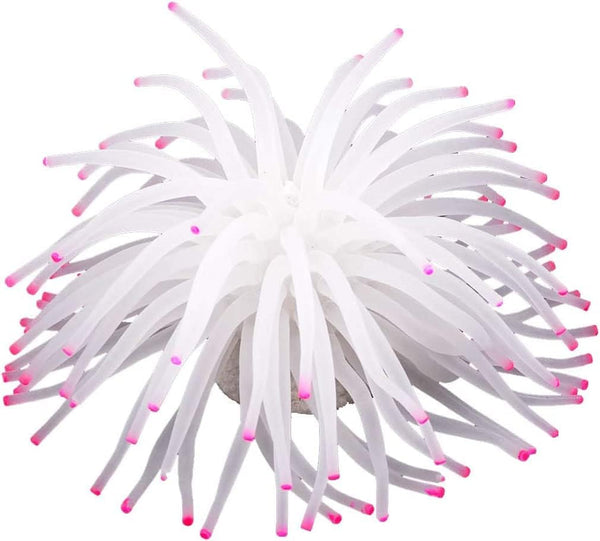 Mallofusa Artificial Sea Anemone – Silicone Fish Tank Decoration Ornament (White)