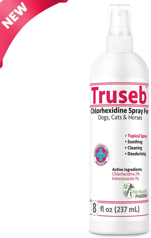 Truseb All Natural Ketoconazole and Chlorhexidine Spray for Pets with Aloe for Dogs and Cats (8 oz) Made in USA