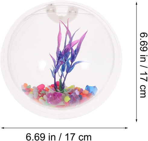 Alipis Round Glass Vase, Wall Mounted Acrylic Fish Bowl, Clear Glass Vases for Betta Fish Tank or Terrarium