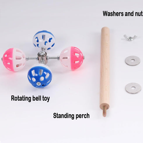 Bird Stand Perch Toy with Rotating Balls,Parakeet Stand Perch Toy for Metal Cage, Fun Toy for Parrots Cockatiels
