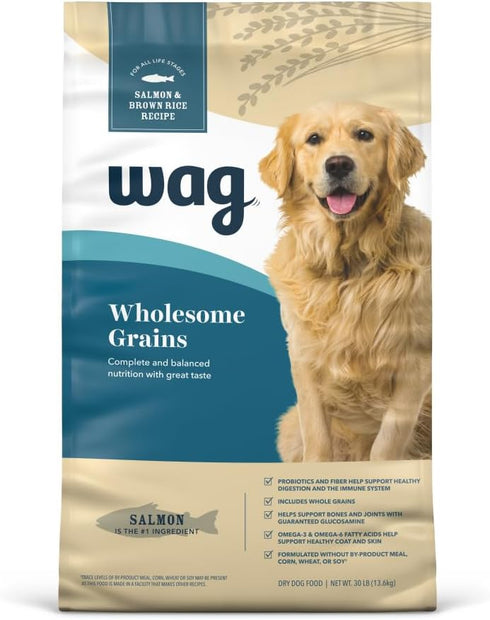 Amazon Brand - Wag Wholesome Grains Dry Dog Food with Salmon and