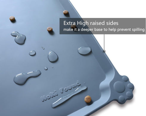 Hoki Found Large Silicone Pet Feeding Tray, Waterproof Non Slip Dog Cat Feeding Mat, Gray