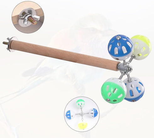 hereex Bird Perch Toy with Rotating Balls, Parrot Stand, Spinning Perch Toy for Parakeets, Budgies, Cockatiels