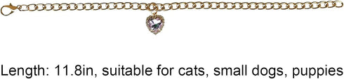 SOGAYU Cat Necklace Collar with Heart Rhinestone Pendant, Lightweight Adjustable Shine Diamond Cute Girl Wedding