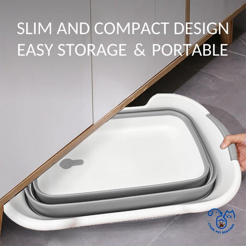 CYGNE Dog Bath Tub | Collapsible Bathtub with Water Drain Plug | Portable Foldable Design for Pet Puppy Small Dogs
