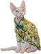 Traditional Culture Sphynx Hairless Cat Cotton T-Shirts, Pet Sweater Vest for Cats & Small Dogs (White Petunia Chi-Pao,