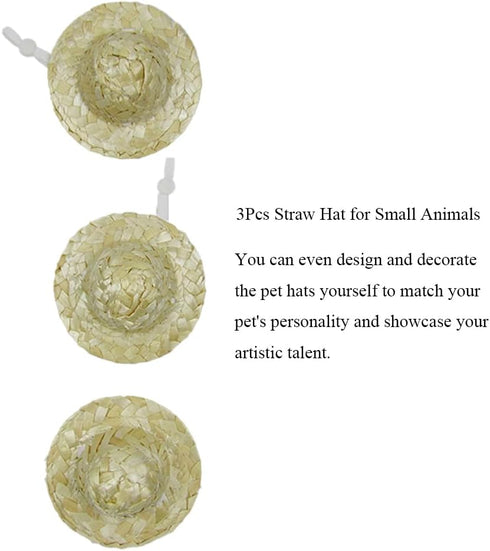 3Pcs Chicken Hats for Hen, Mini Hamster Pet Chicken Top Hat with Adjustable Chin Strap, Funny Costumes for Birds