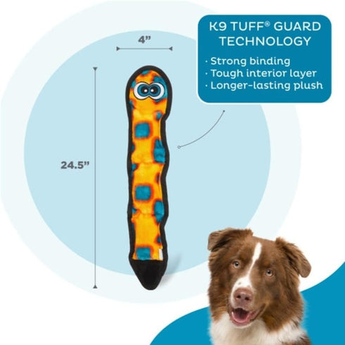 24.5 inch, Outward Hound Durablez Large Snake Stuffing-Free Squeaky Plush Dog Toy for Puppies & Dogs - Interactive