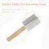 Dog Cat Pet Comb, Double-Sided Grooming Brush with Wooden Handle for Removing Mats, Debris, and Tangles.
