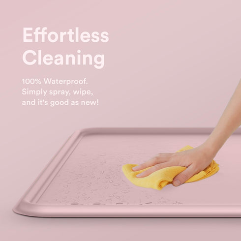 Pee Pad Tray Holder for Dogs - Large Pink Silicone Mat with No Spill Raised Lip, Extra Thick Non-Slip for Indoor Floor