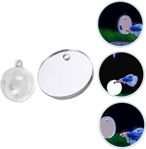 1 Set Acrylic Betta Training Mirror, Double Sided Round Mirror for Fish Aquarium Decoration and Training