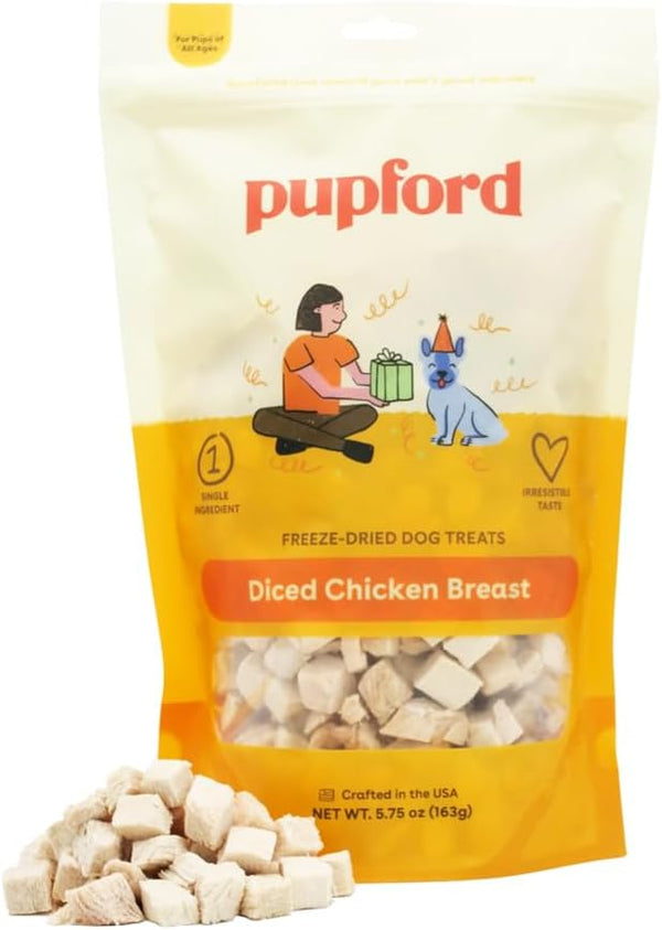 Pupford Freeze Dried Chicken Breast Treat for Dogs & Puppies, Healthy, Natural, Made in USA, 3 oz