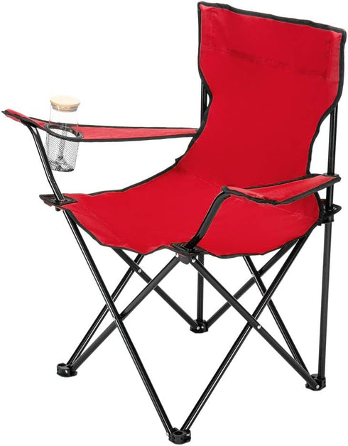 Ynredee Portable Camping Chair,Folding Outdoor Beach Camp Chair with Side Pocket and Cup Holder,Carry Bag