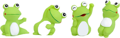4 Cute Frog Puppy Squeak Toys, Latex Float Water Pool Dog Toys for Small Breeds, Interactive Play Pet Toys
