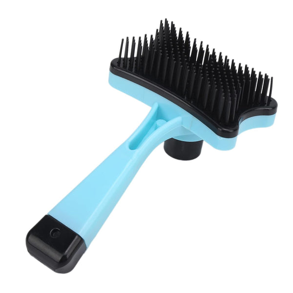 GLOGLOW Pet Grooming Brush, Self Cleaning Slicker Brush for Dogs Cats, Gently Removes Loose Undercoat (Blue)