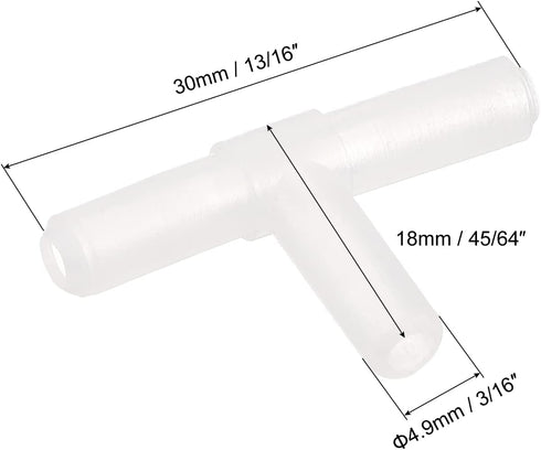 uxcell 48Pcs Aquarium Air Valve Connector Plastic Inline Tubing 3/16"(4.9mm) OD T-Shaped Aquarium Airline Tubing Connector for Fish Tank Pond Air Line
